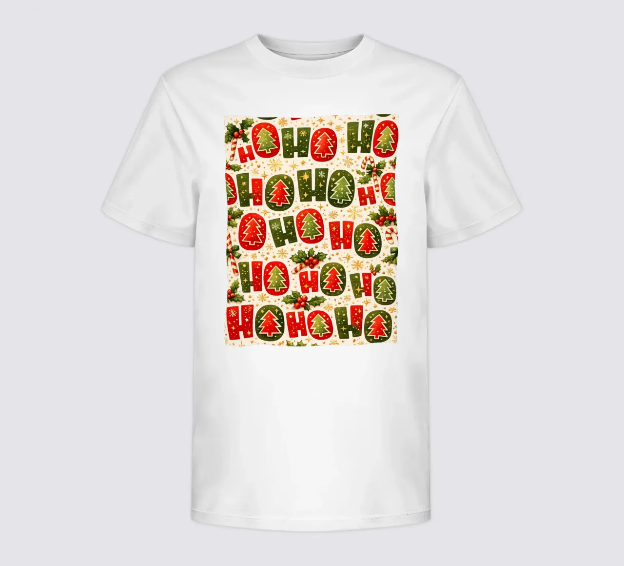 “Ho Ho Ho” Pattern t-shirt bambini da Nordic Noel Studio