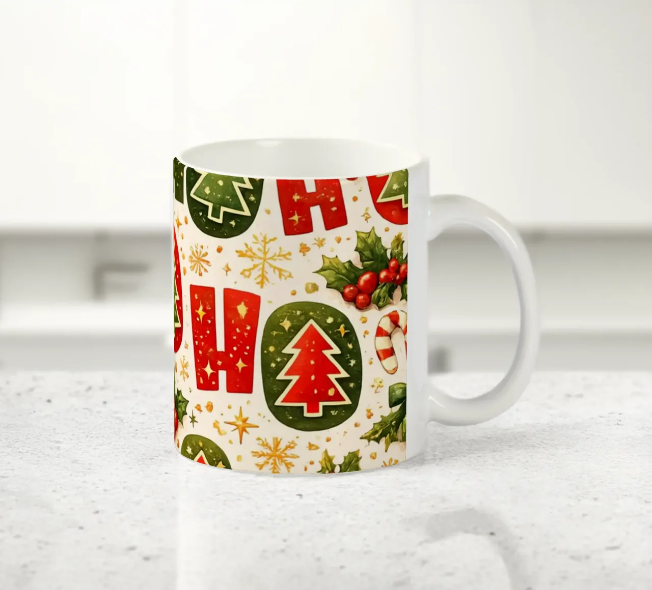 'Ho Ho' Pattern ceramic mug by Nordic Noel Studio