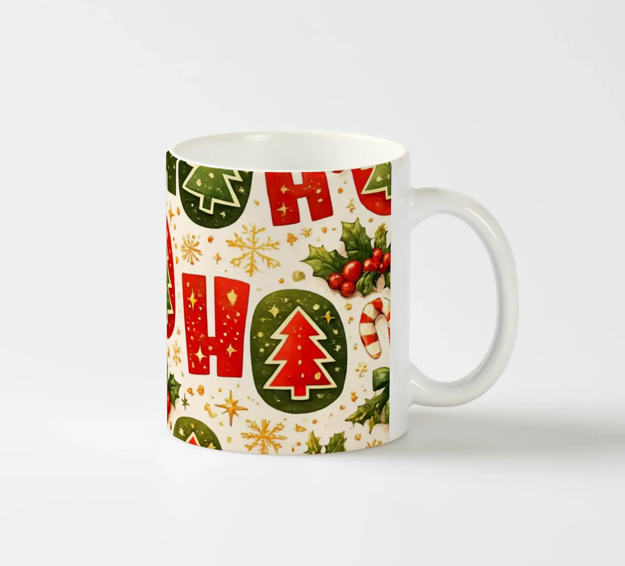 'Ho Ho' Pattern ceramic mug by Nordic Noel Studio