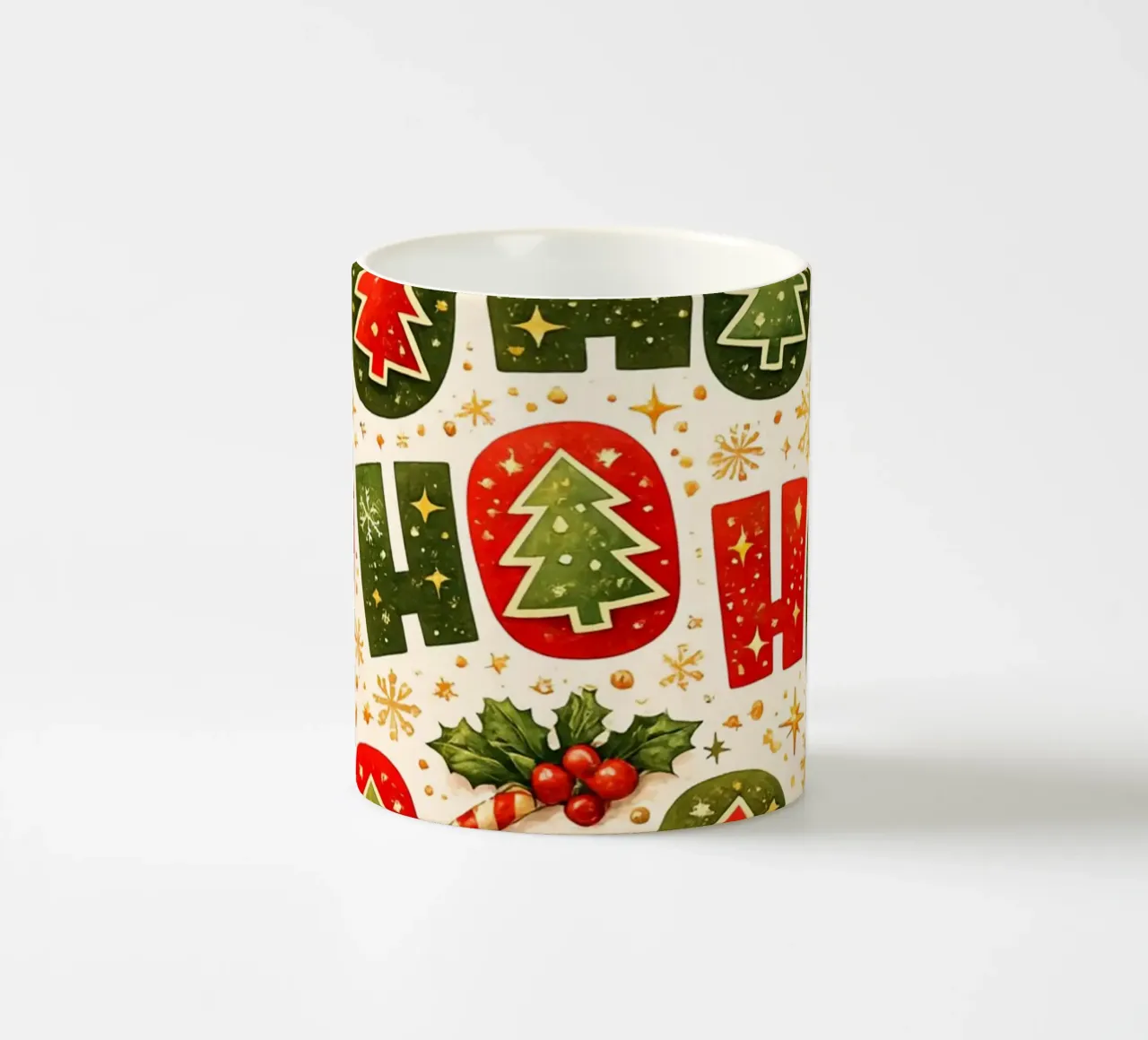 'Ho Ho' Pattern ceramic mug by Nordic Noel Studio