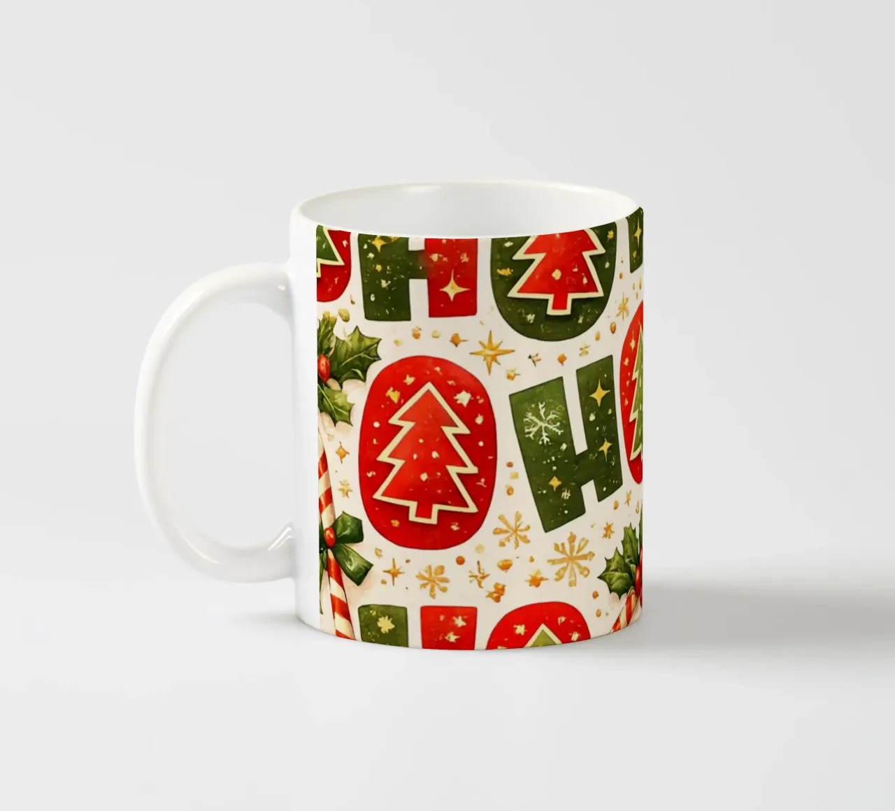'Ho Ho' Pattern ceramic mug by Nordic Noel Studio