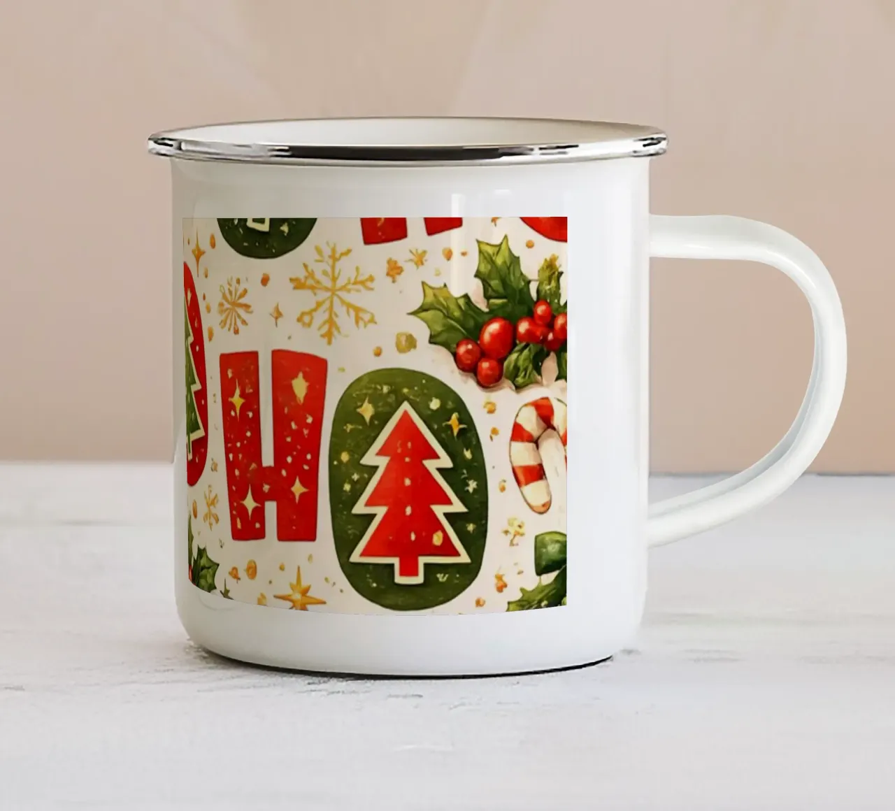 “Ho Ho Ho” Pattern tazza in smalto da Nordic Noel Studio