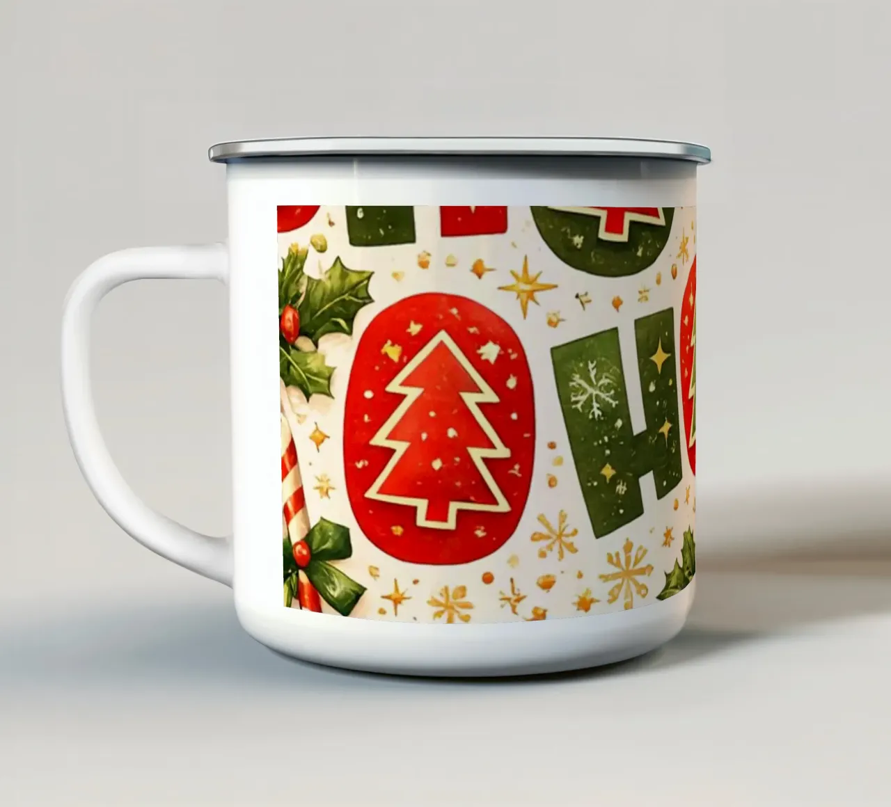 “Ho Ho Ho” Pattern tazza in smalto da Nordic Noel Studio