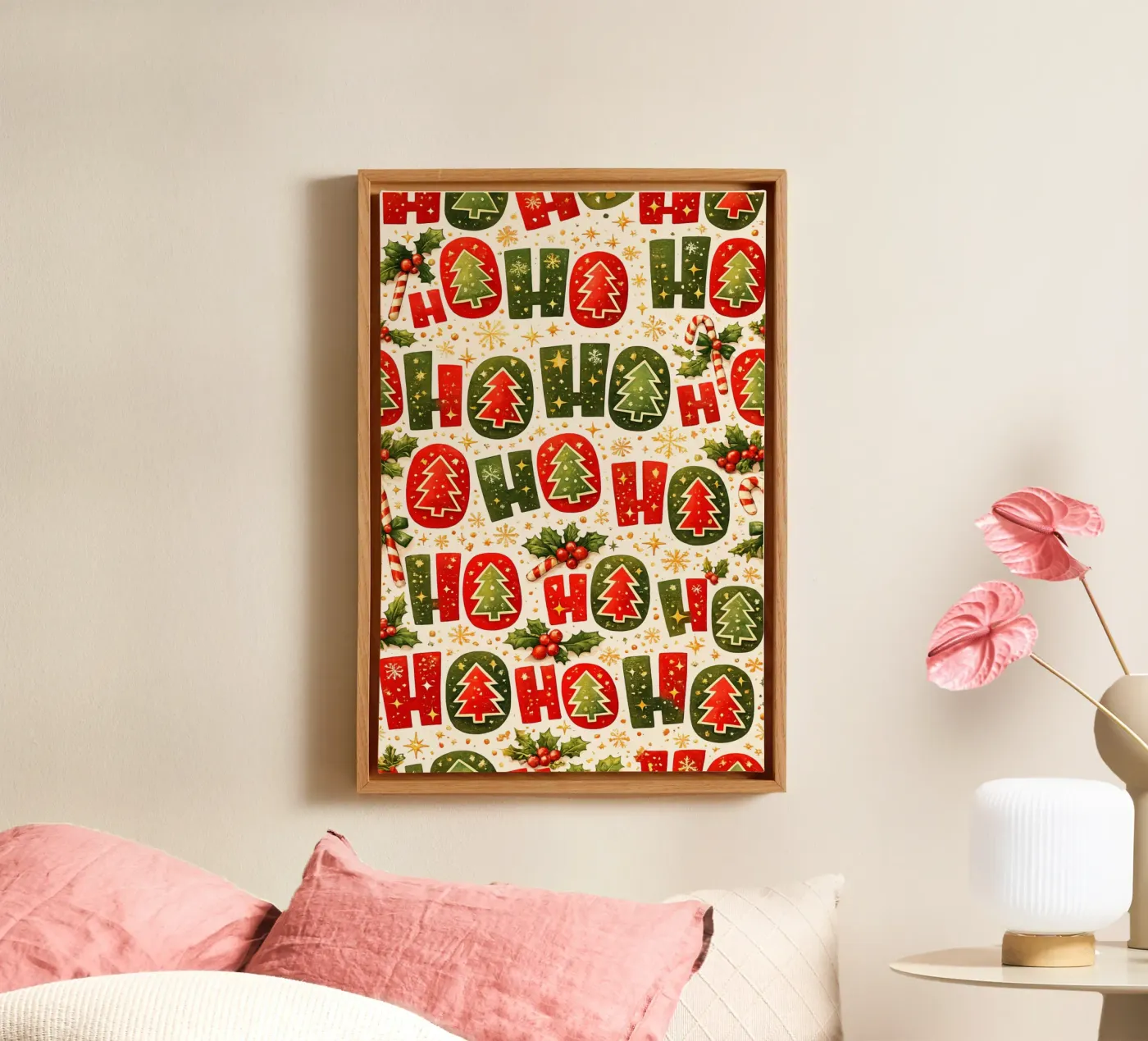 Ho Ho"-Muster Leinwand von Nordic Noel Studio