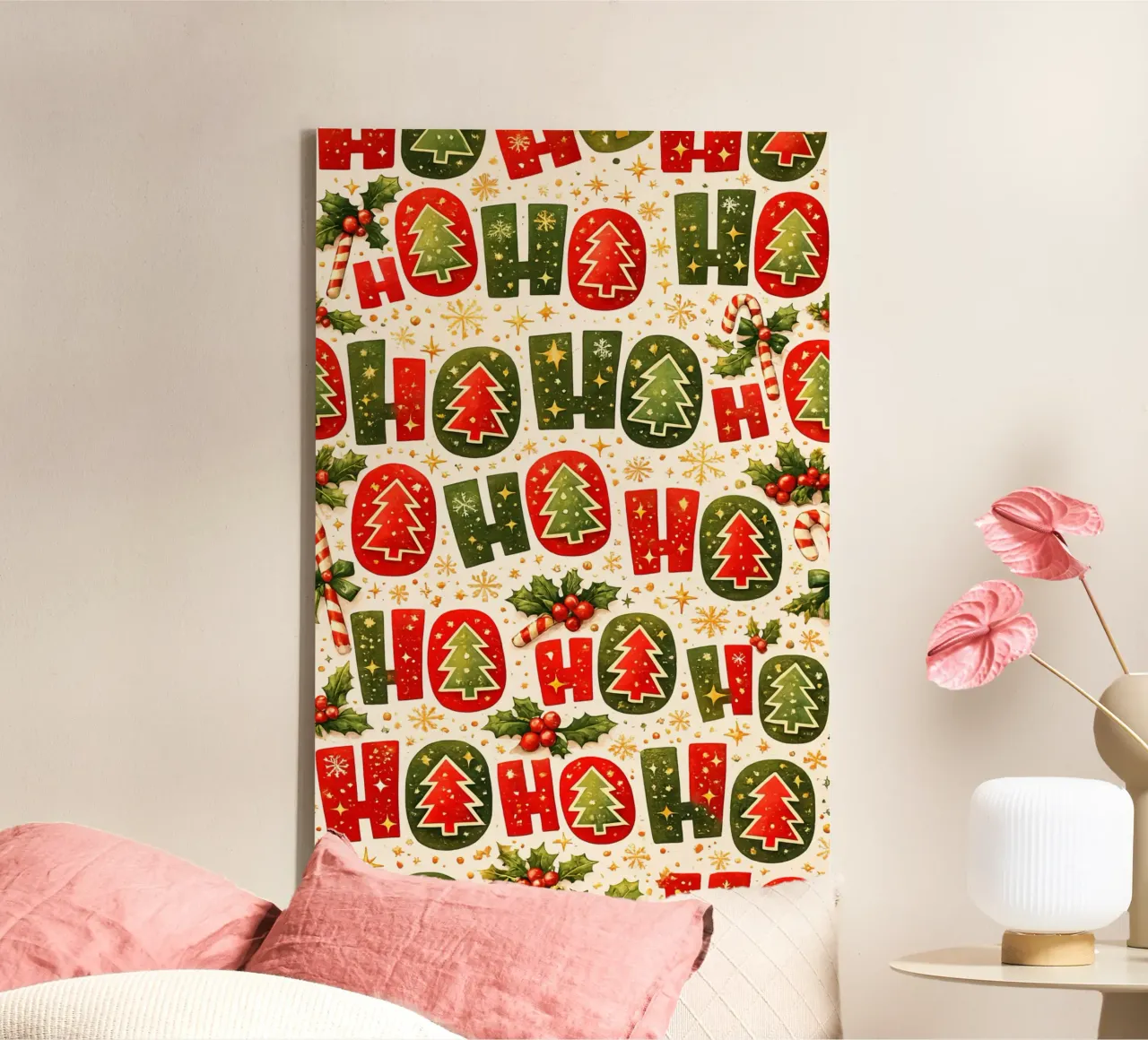 'Ho Ho' Pattern canvas by Nordic Noel Studio