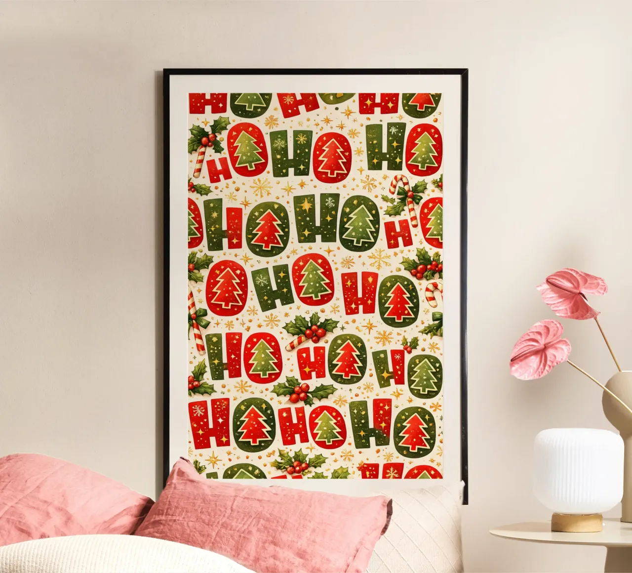 “Ho Ho Ho” Pattern poster da Nordic Noel Studio