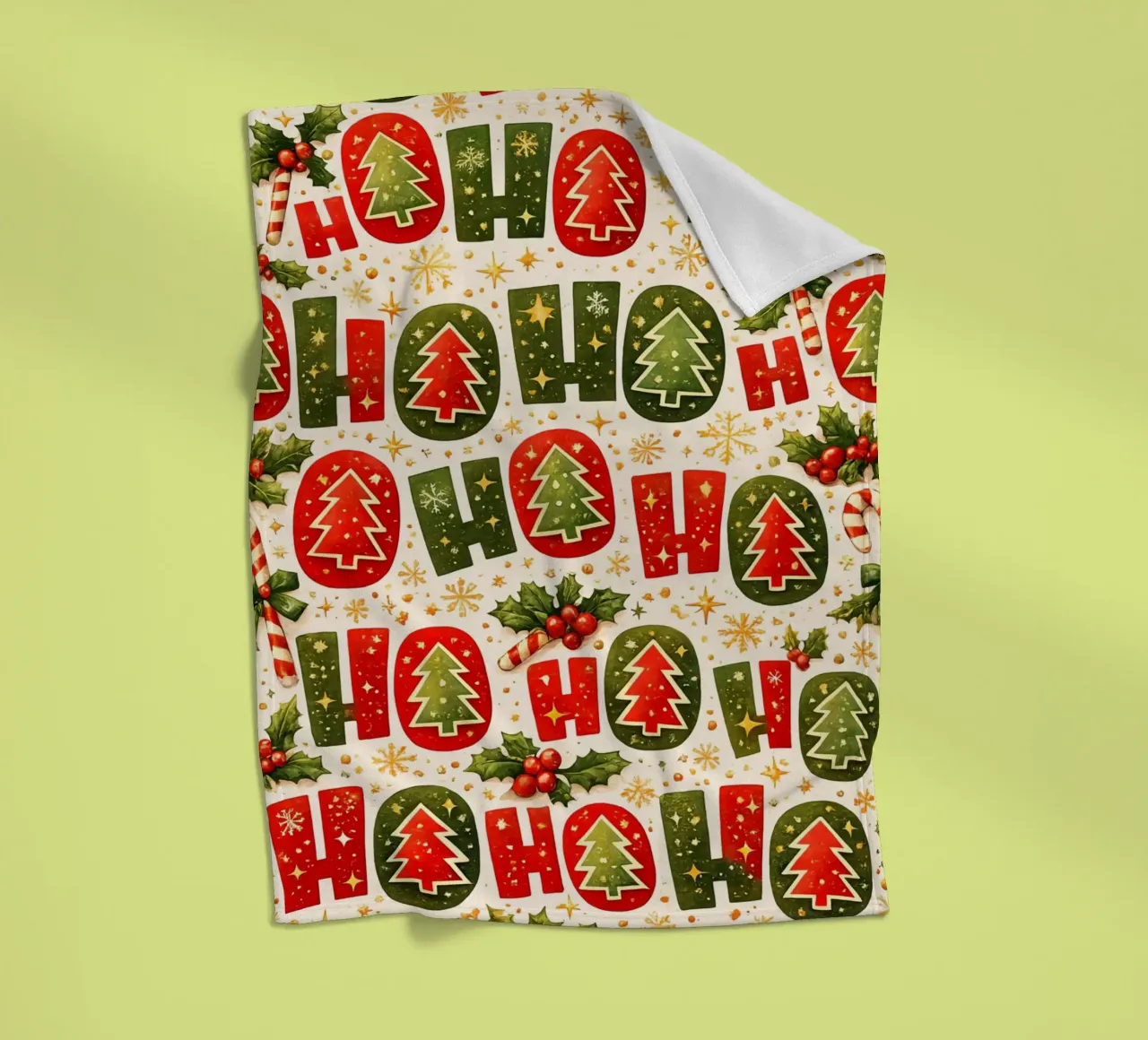 'Ho Ho' Pattern Fleecedecke von Nordic Noel Studio