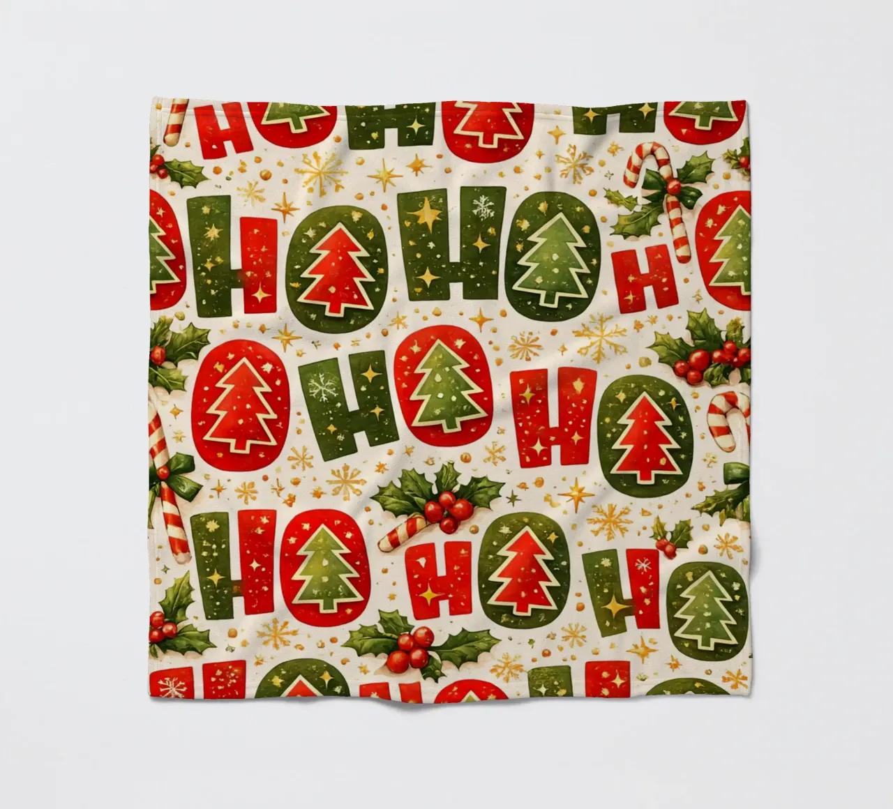 'Ho Ho' Pattern Fleecedecke von Nordic Noel Studio