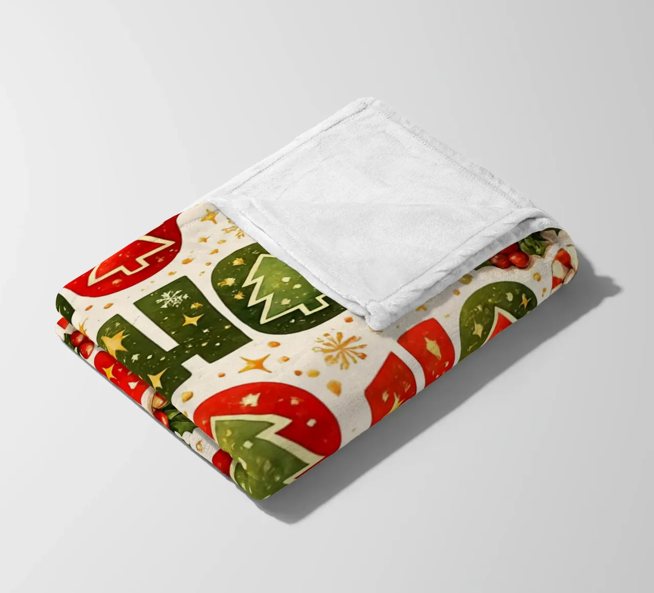 'Ho Ho' Pattern Fleecedecke von Nordic Noel Studio