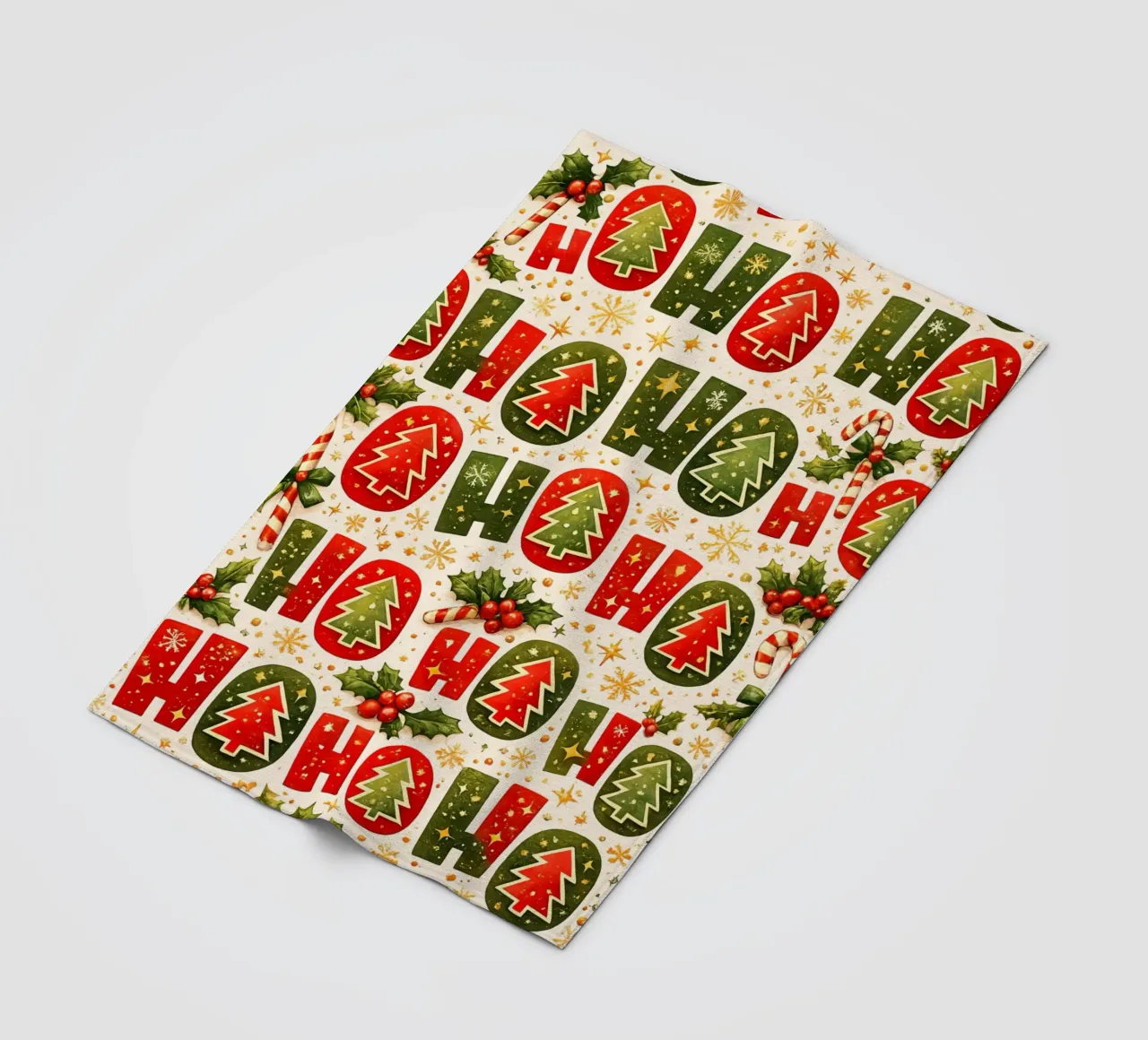 'Ho Ho' Pattern Fleecedecke von Nordic Noel Studio