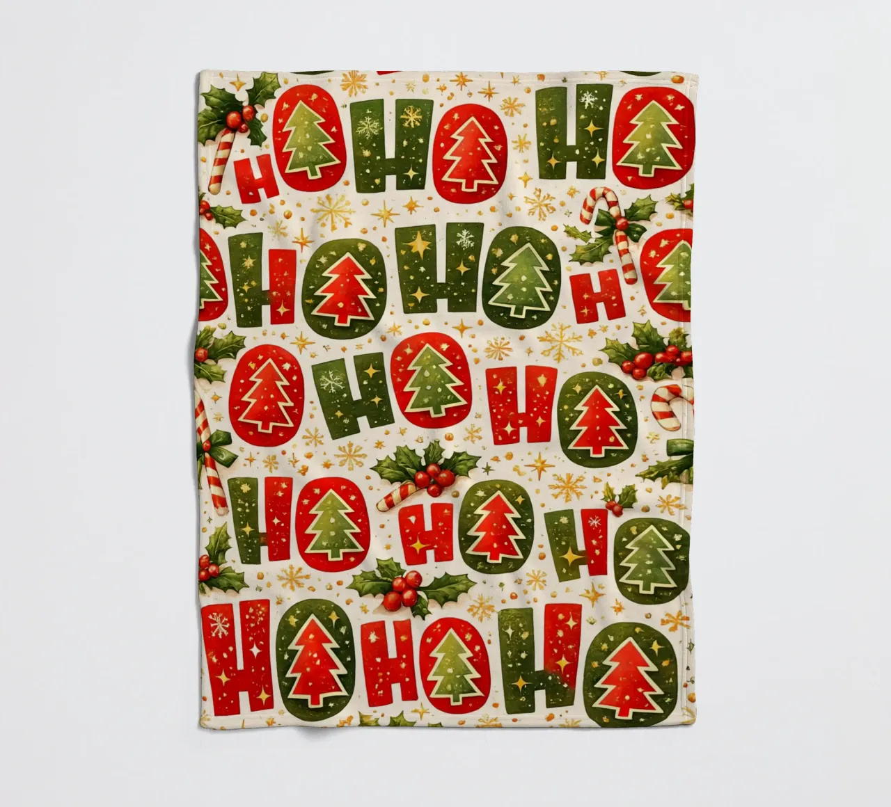 'Ho Ho' Pattern Fleecedecke von Nordic Noel Studio