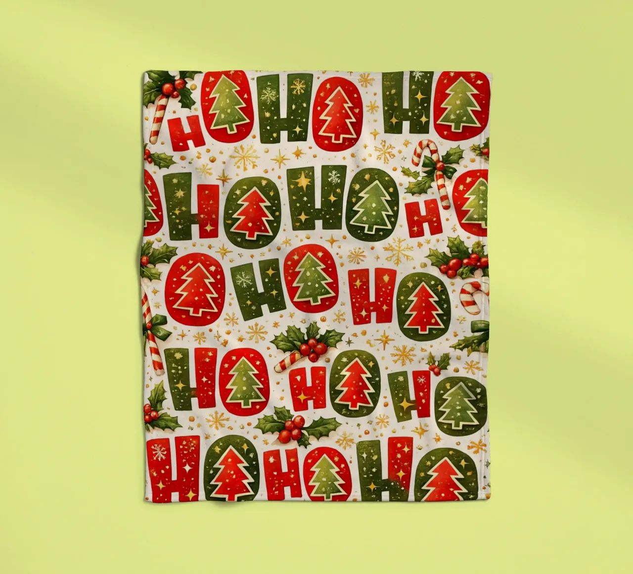 'Ho Ho' Pattern Fleecedecke von Nordic Noel Studio