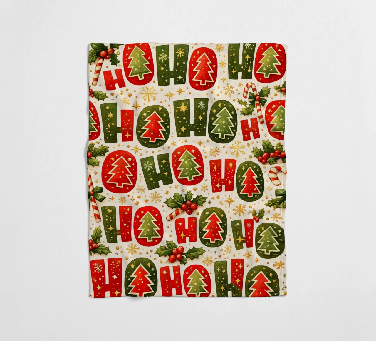 'Ho Ho' Pattern Fleecedecke von Nordic Noel Studio