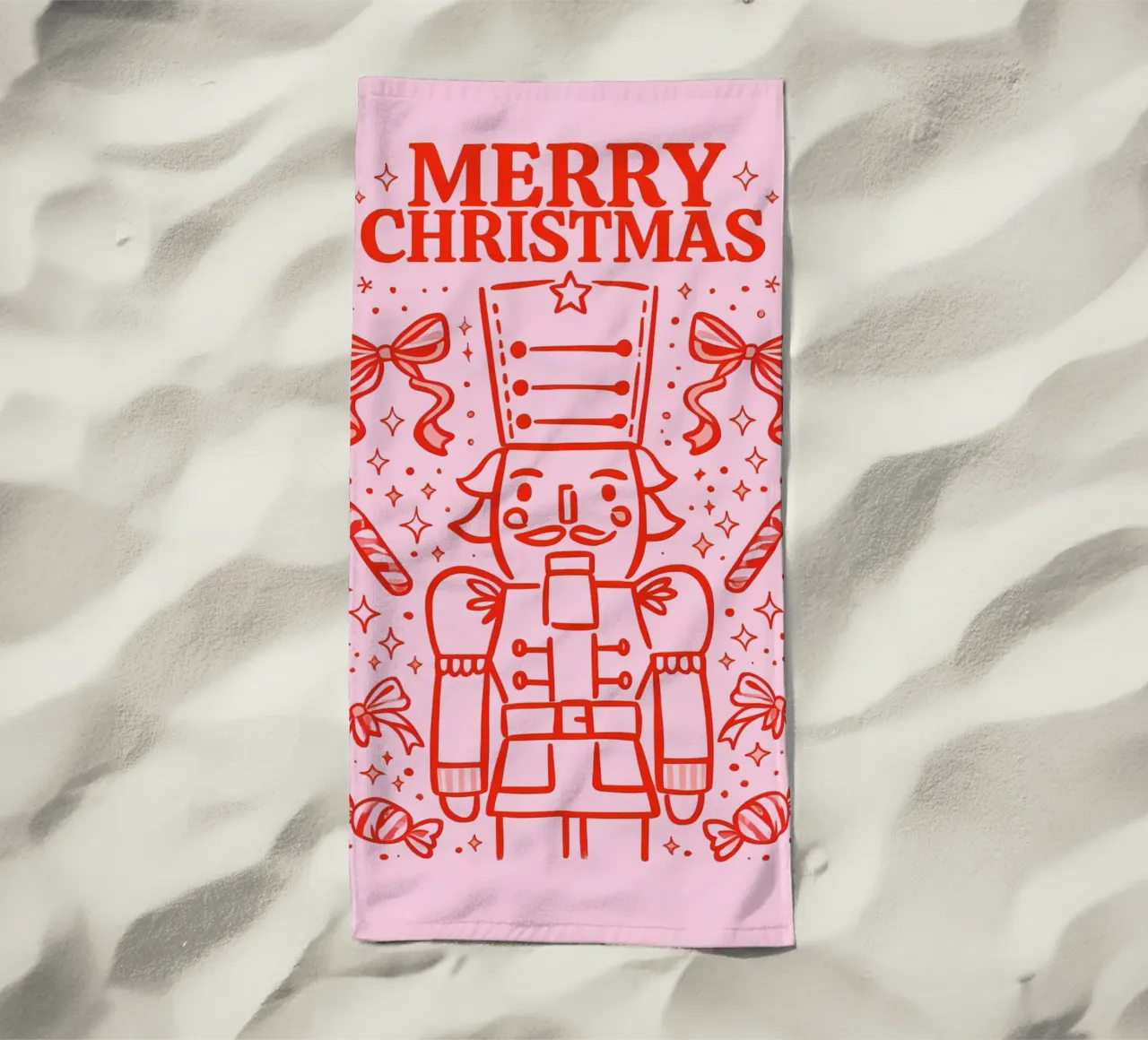 Candy Parade Nutcracker beach towel by Nordic Noel Studio