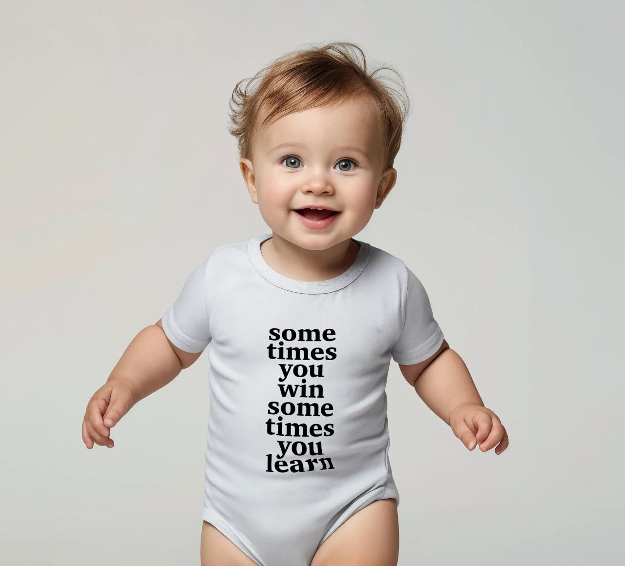 sometimes you win – sometimes you learn short-sleeve baby romper by The True Type