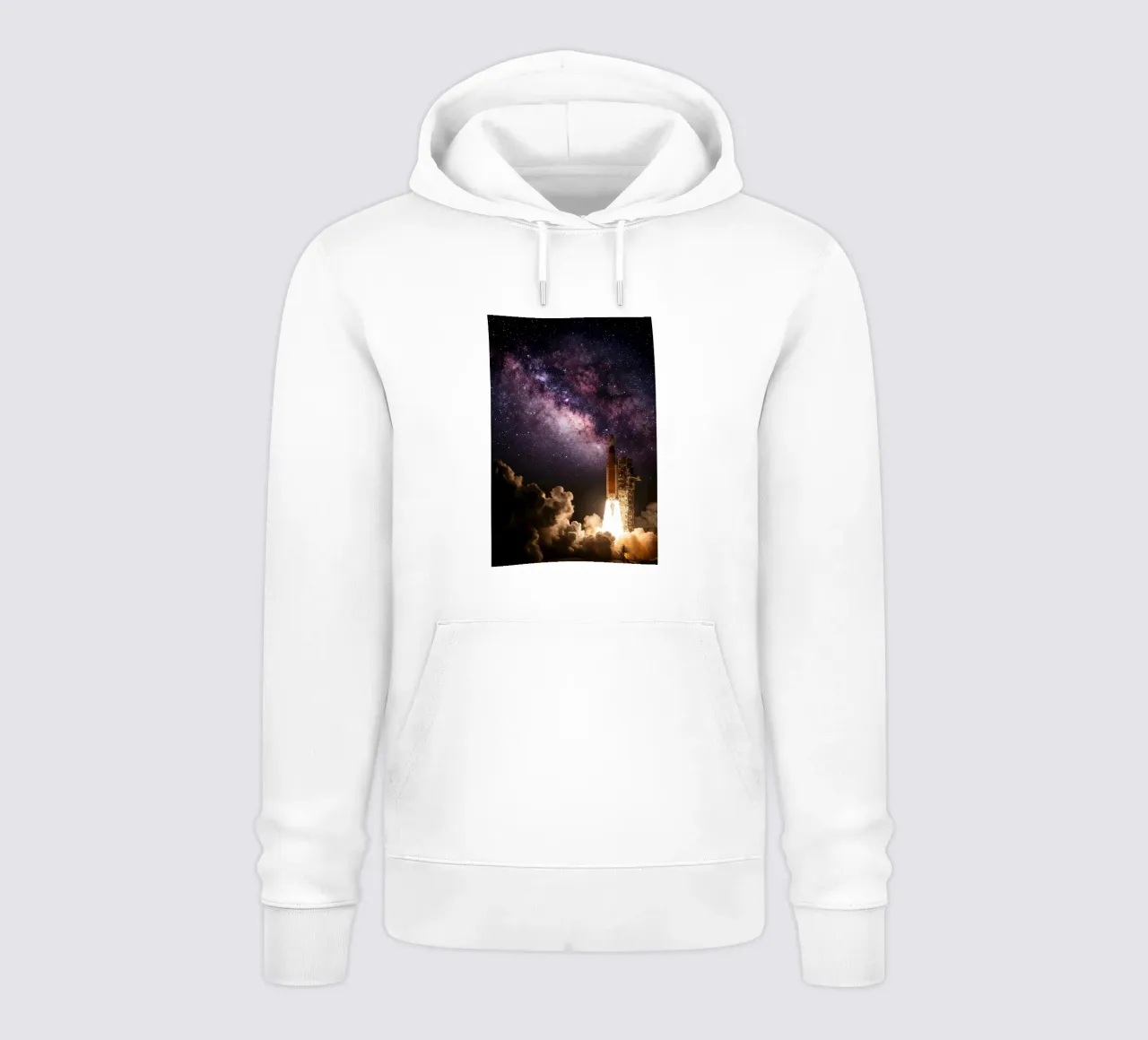 Lancio stellare - Razzo in ascesa verso la Via Lattea felpa con cappuccio da Cosmic Reverie Creations