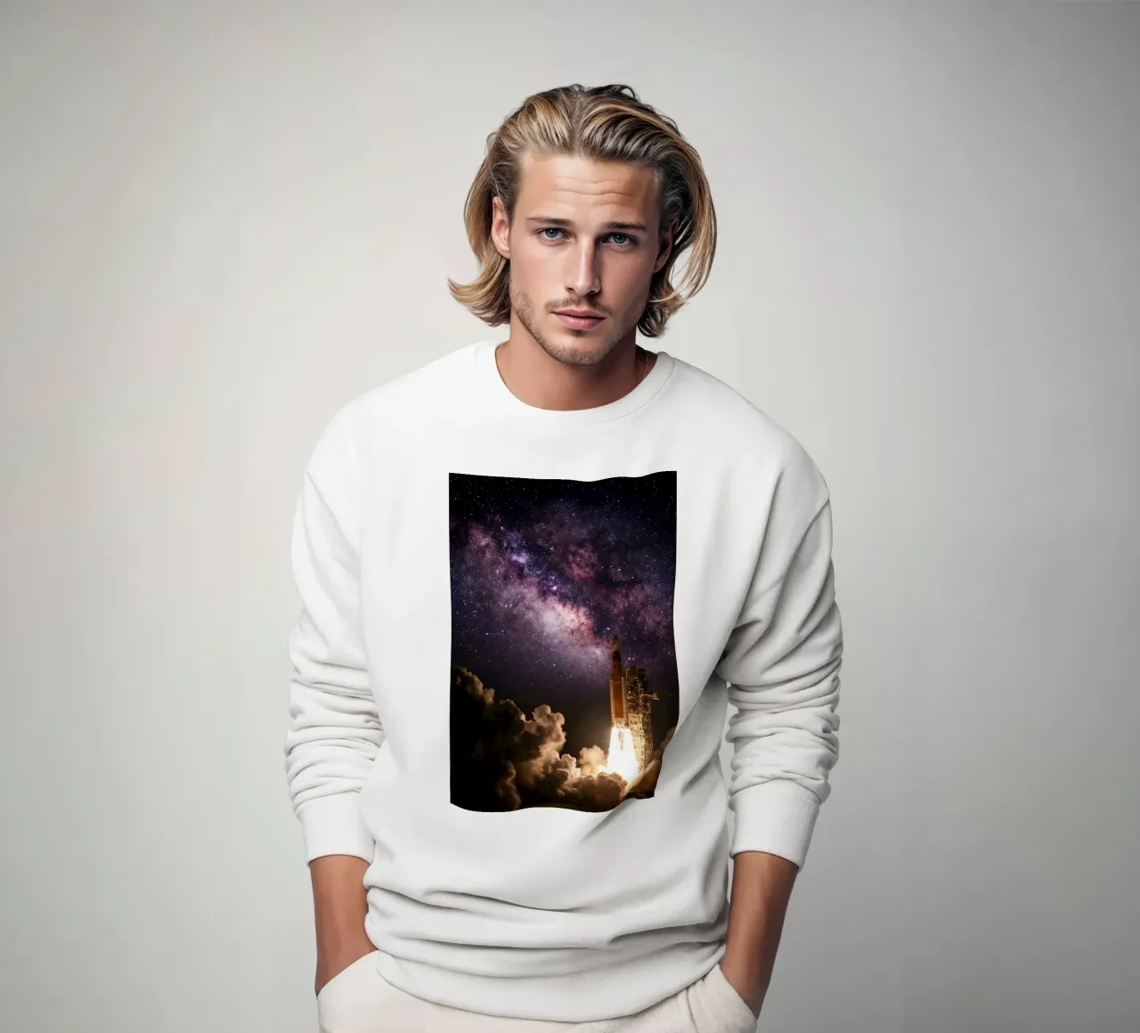 Lancio stellare - Razzo in ascesa verso la Via Lattea felpa da Cosmic Reverie Creations