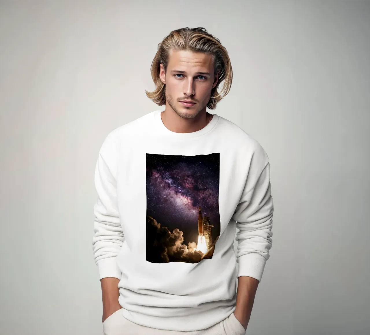 Lancio stellare - Razzo in ascesa verso la Via Lattea felpa da Cosmic Reverie Creations