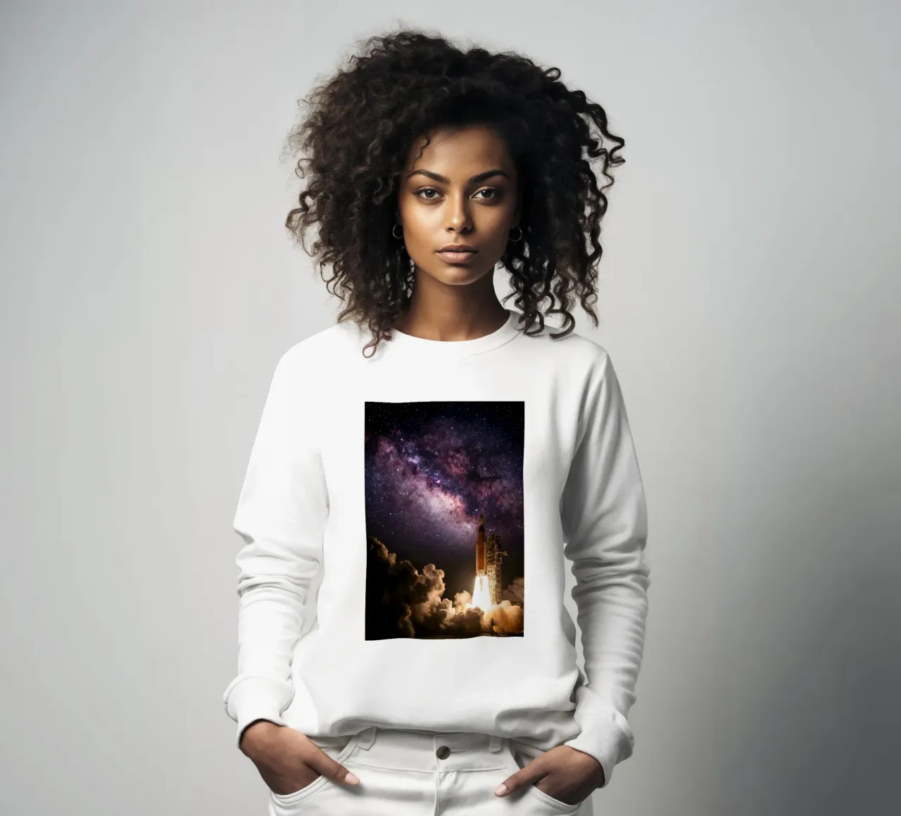 Lancio stellare - Razzo in ascesa verso la Via Lattea felpa da Cosmic Reverie Creations