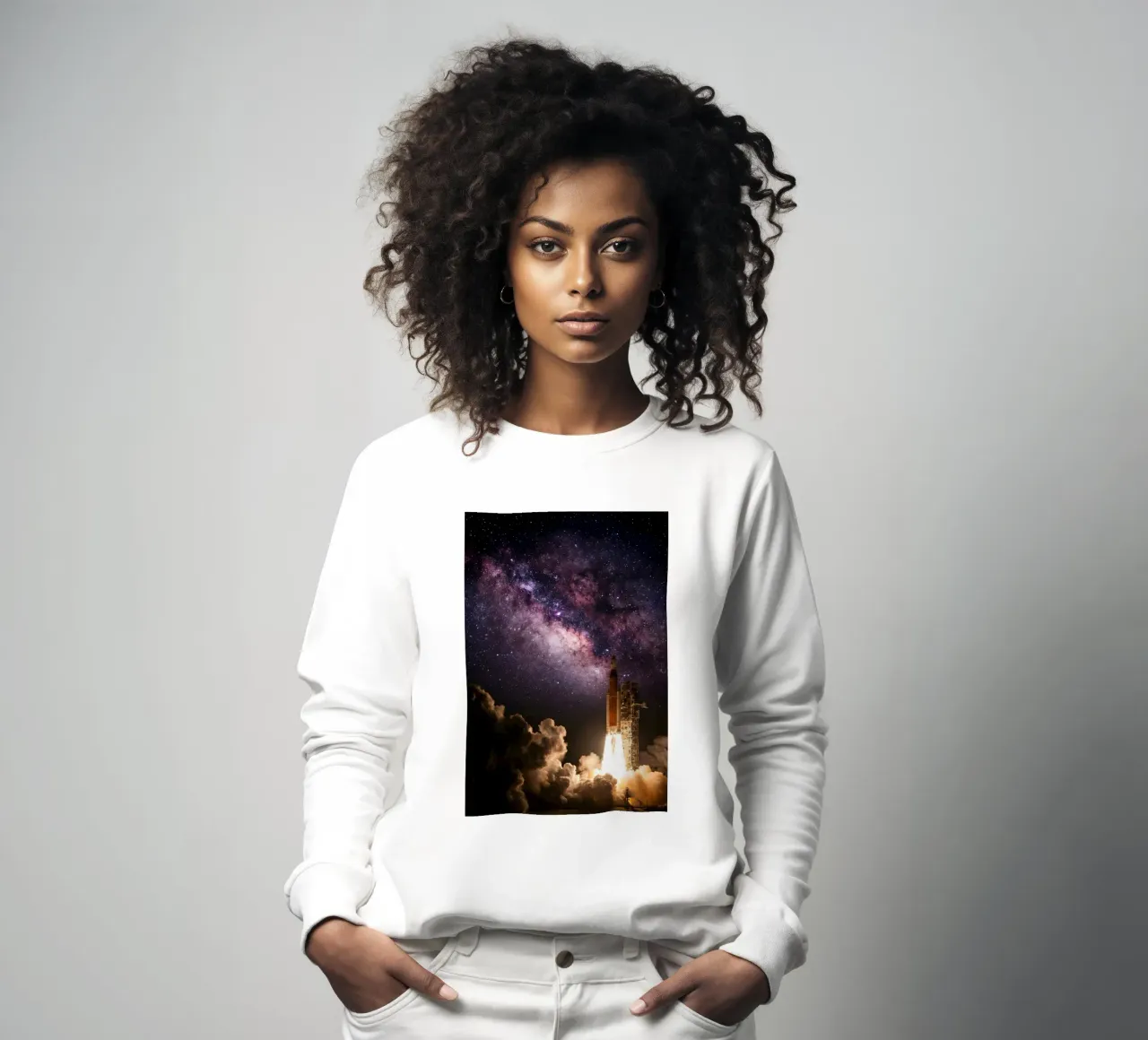 Lancio stellare - Razzo in ascesa verso la Via Lattea felpa da Cosmic Reverie Creations