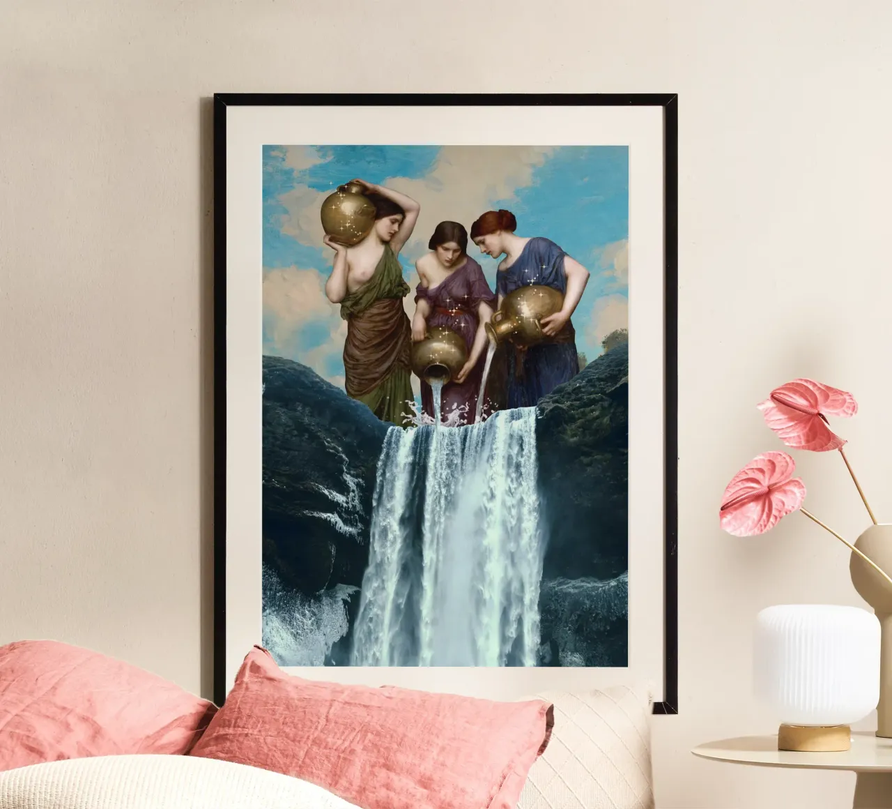 Magic Waterfall poster con telaio in legno da Dikhotomy