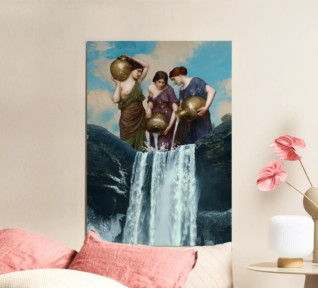 Magic Waterfall poster con telaio in legno da Dikhotomy