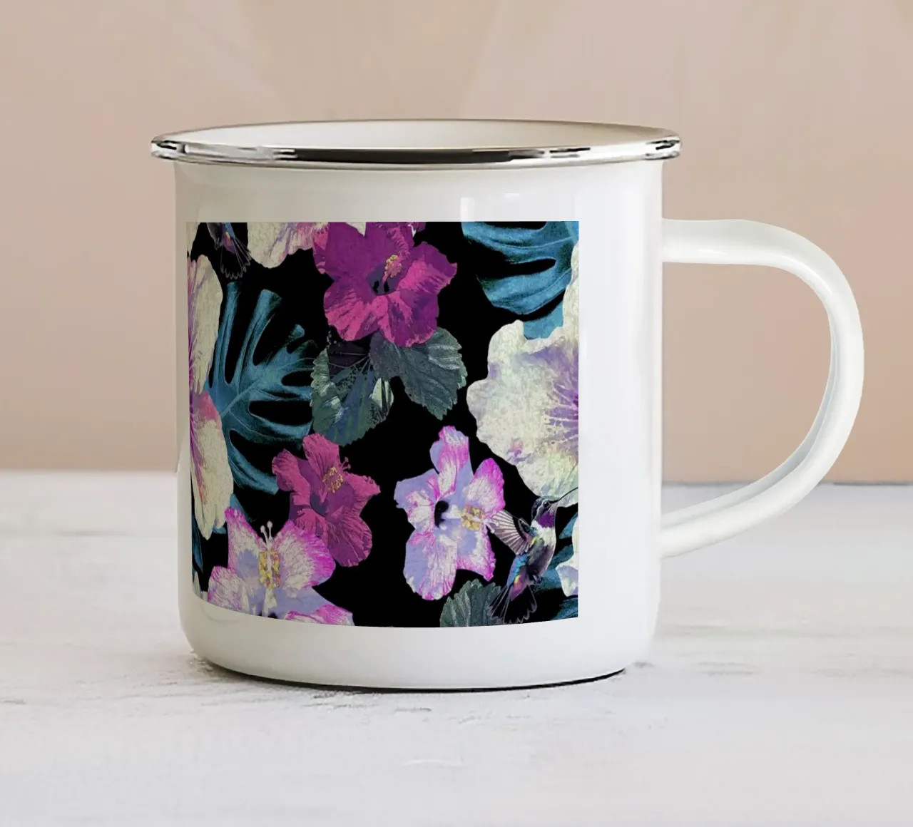 Ibisco colibrì tazza in smalto da Nina May Design Studio