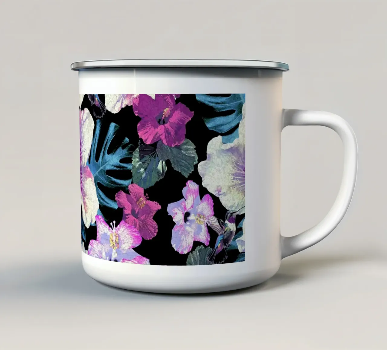 Ibisco colibrì tazza in smalto da Nina May Design Studio