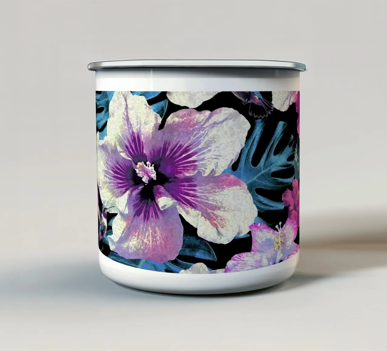 Ibisco colibrì tazza in smalto da Nina May Design Studio