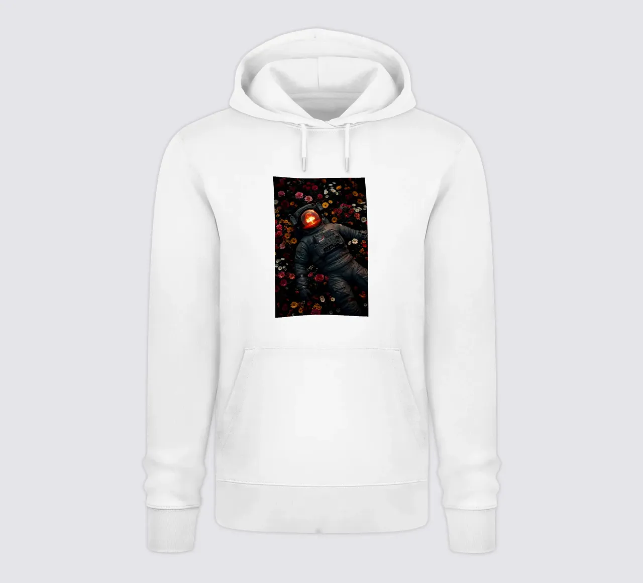 Astronaut's Dream - Surrealer Weltraum- und Blumenkunstdruck Hoodie von Cosmic Reverie Creations