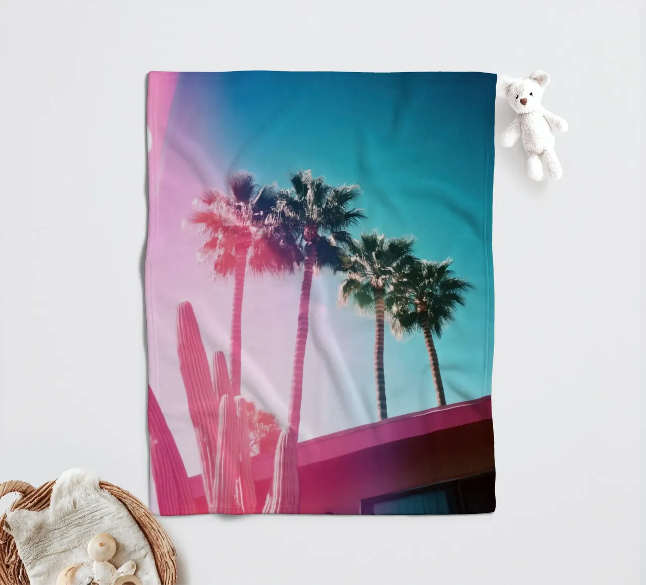 21 fleecedeken van Pink California | Affiches & Posters