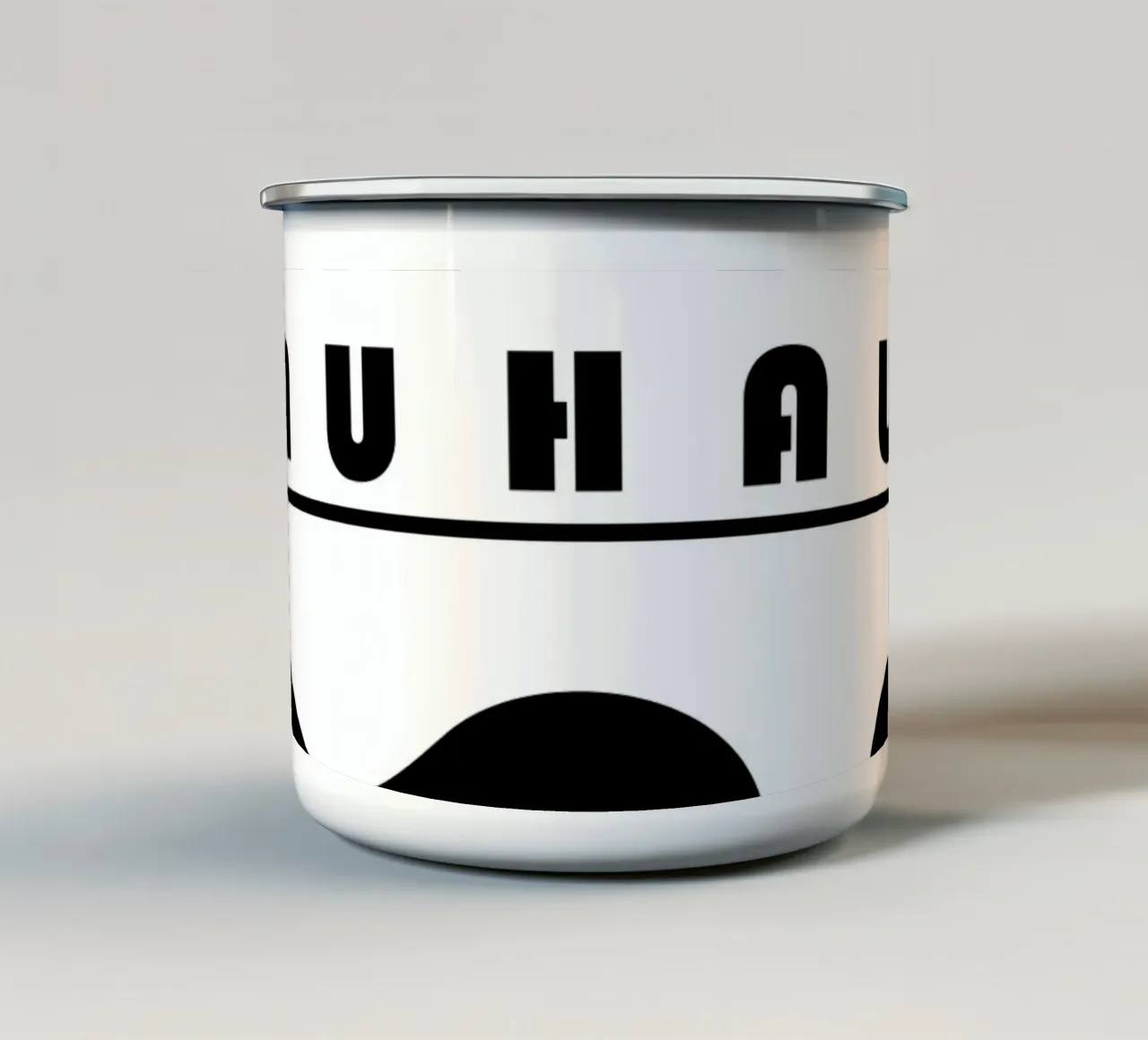 Manifesto Bauhaus 1919 con forme organiche in nero tazza in smalto da Casa Vibes