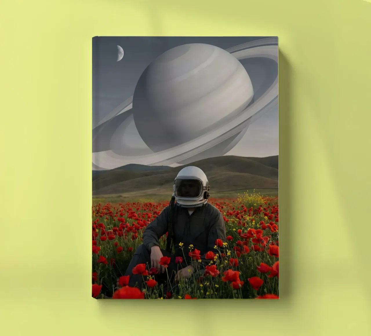 Astronaut in Bloom – Surreal Space Nature Art Print notebook by Cosmic Reverie Creations