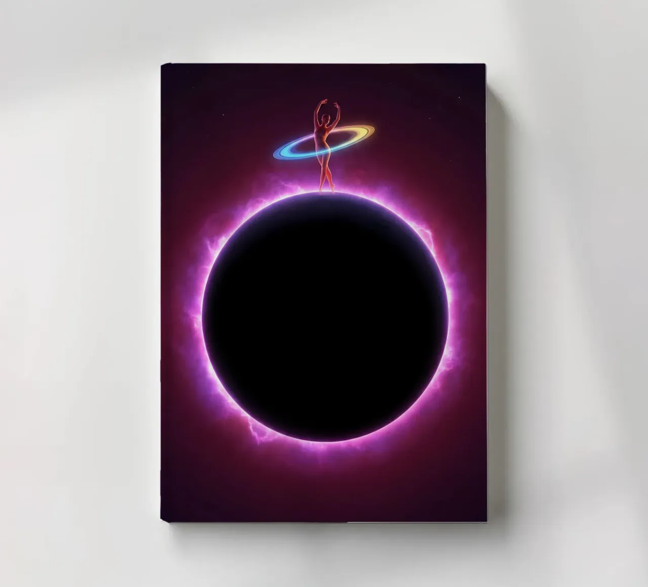Cosmic Dancer on Eclipse Planet | Surreal Space Art notebook by Cosmic Reverie Creations