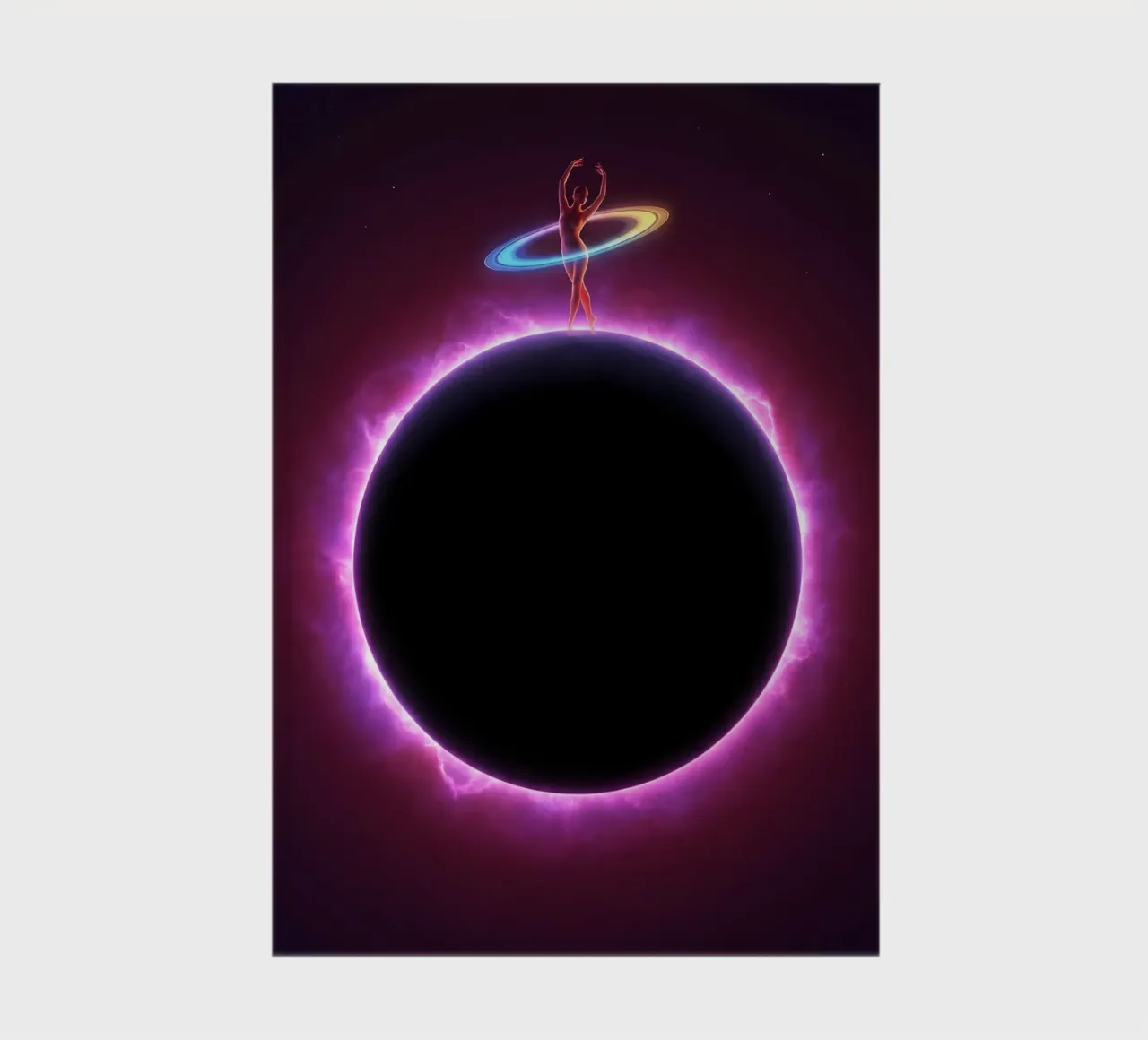 Cosmic Dancer on Eclipse Planet | Surreal Space Art notebook by Cosmic Reverie Creations