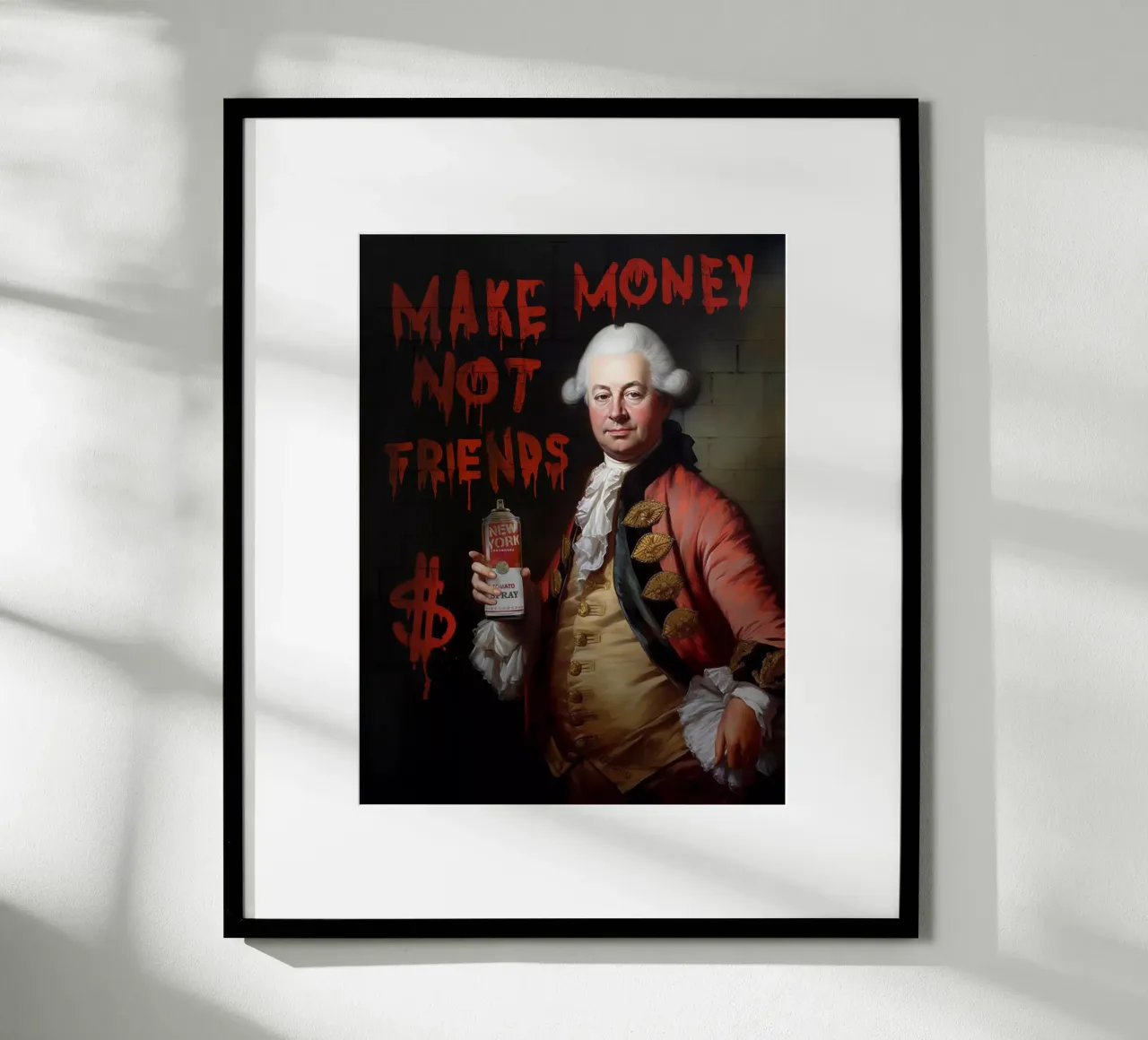 Make money not friends poster con telaio in legno da Dikhotomy