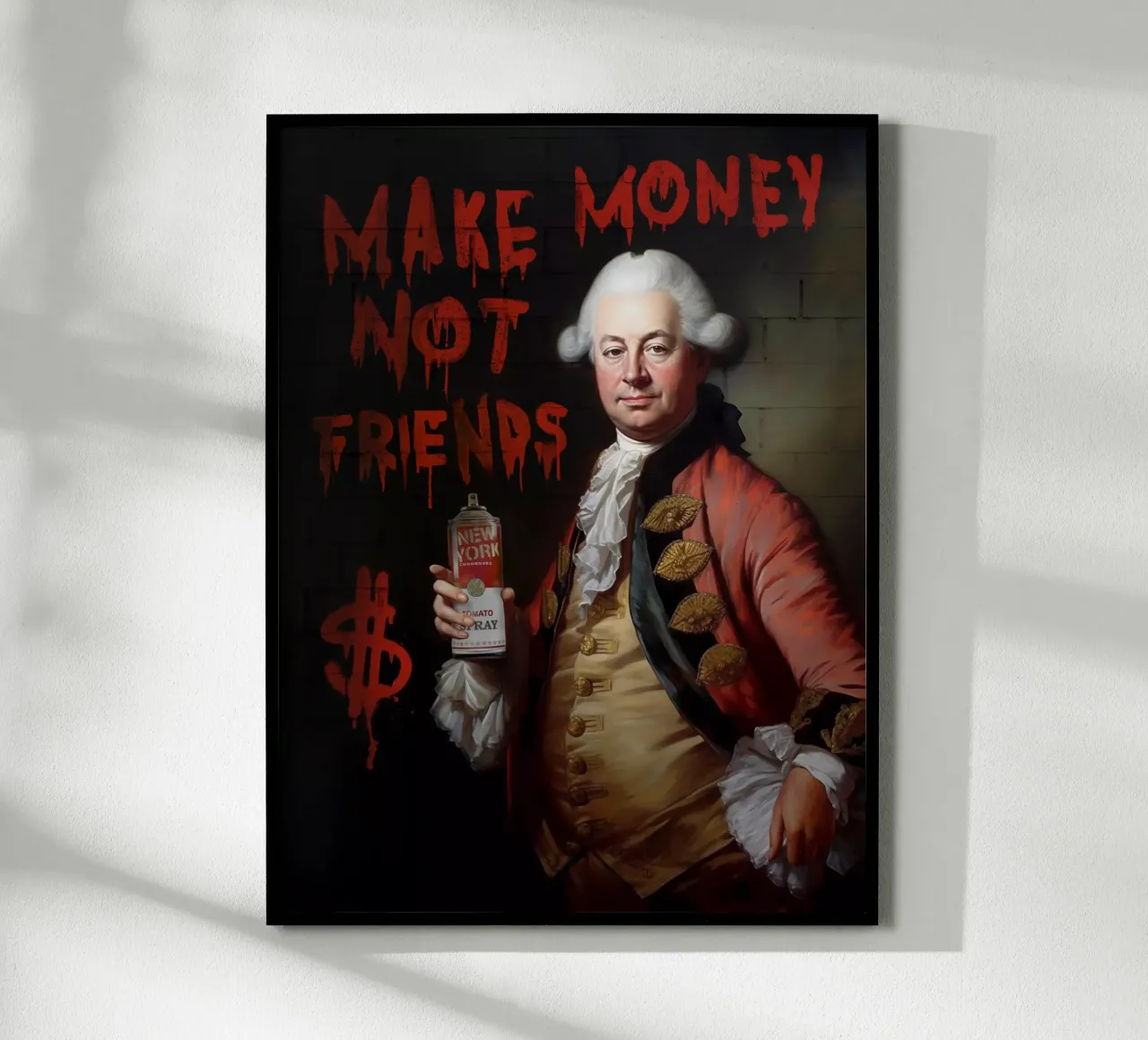 Make money not friends poster con telaio in legno da Dikhotomy