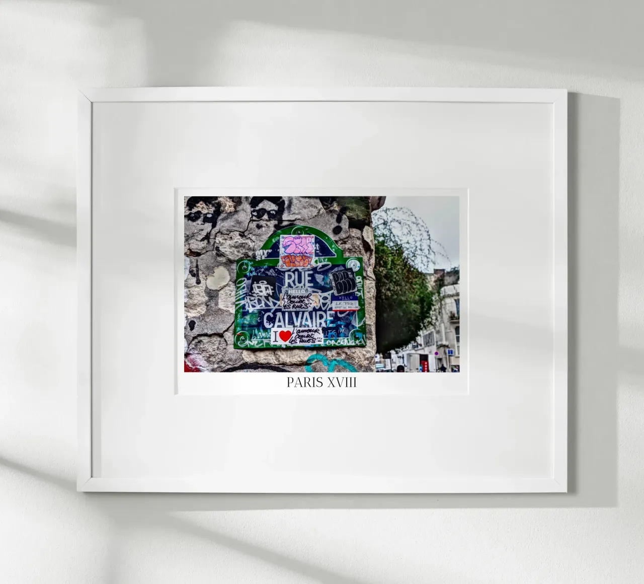 Rue du Calvaire - A Balade in Paris' street art poster with plastic frame by fanny-bianca