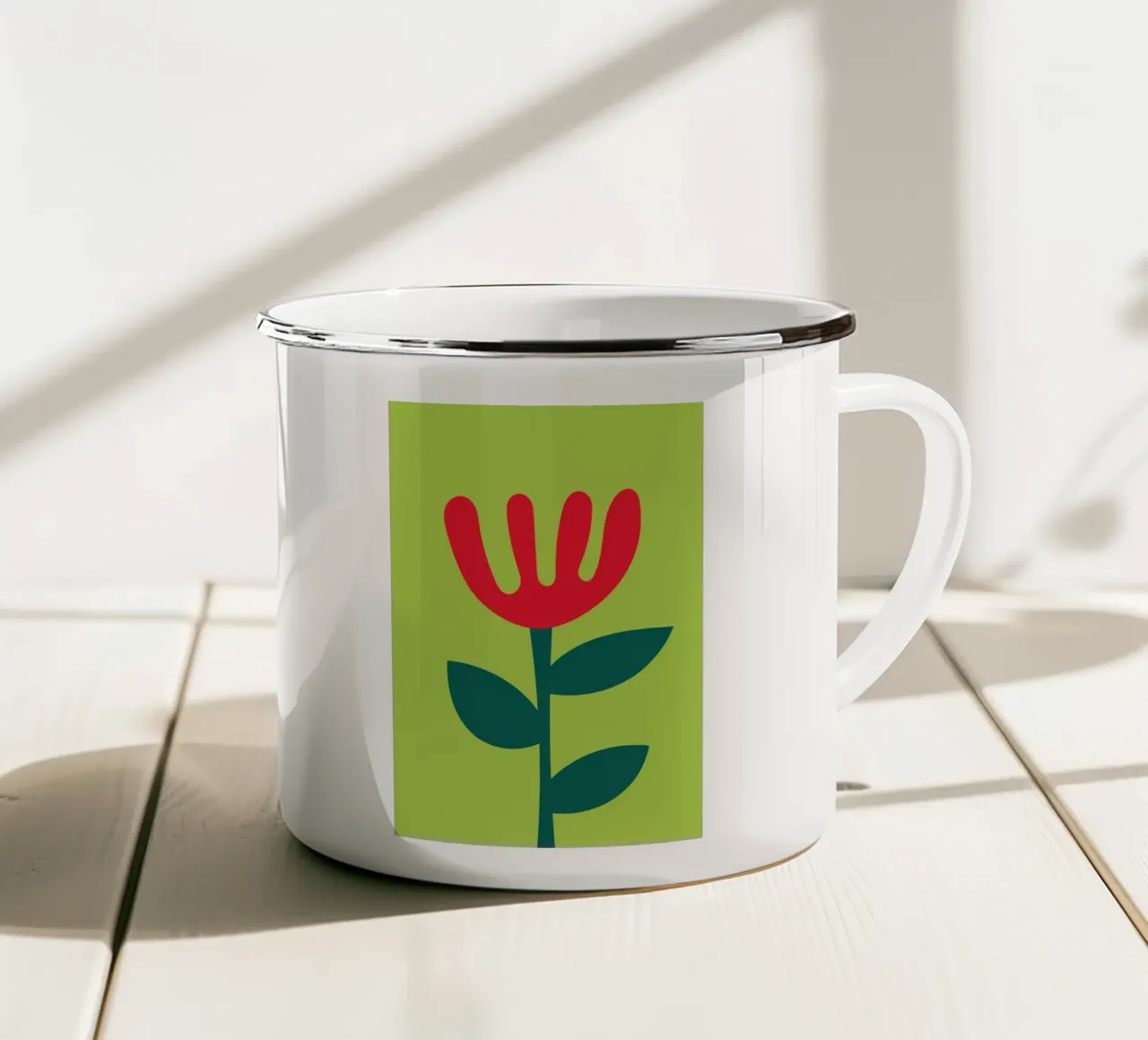 Fiore verde rosso fresco tazza in smalto da Studio Fun Boy