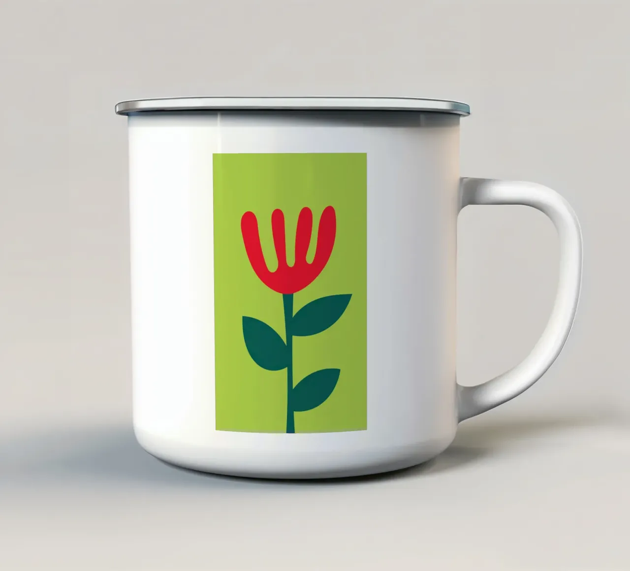 Fiore verde rosso fresco tazza in smalto da Studio Fun Boy