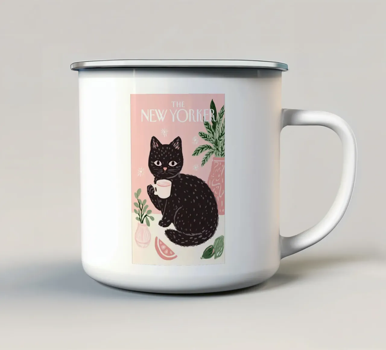 Caffè per gatti a New York tazza in smalto da Carina Pop & Pastell