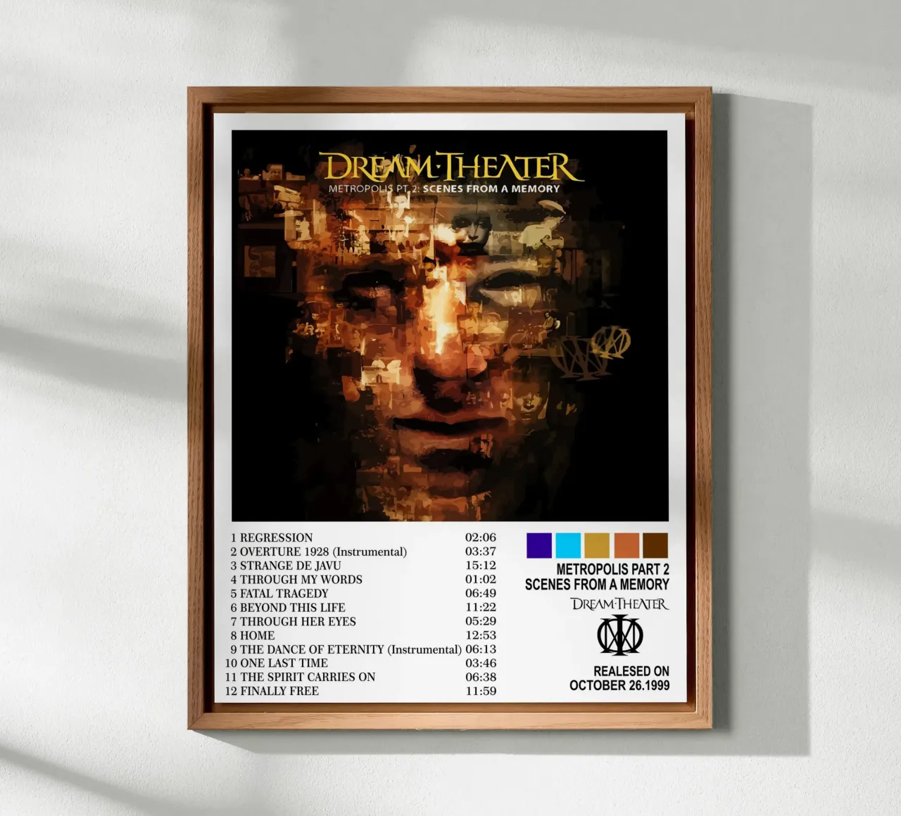 Dream Theater Scenes From A Memory Tracklists alluminio dibond da Brook Soul King