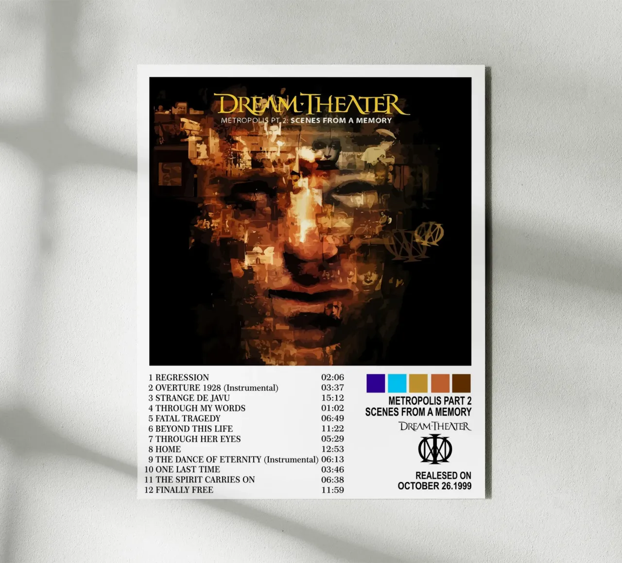 Dream Theater Scenes From A Memory Tracklists alluminio dibond da Brook Soul King