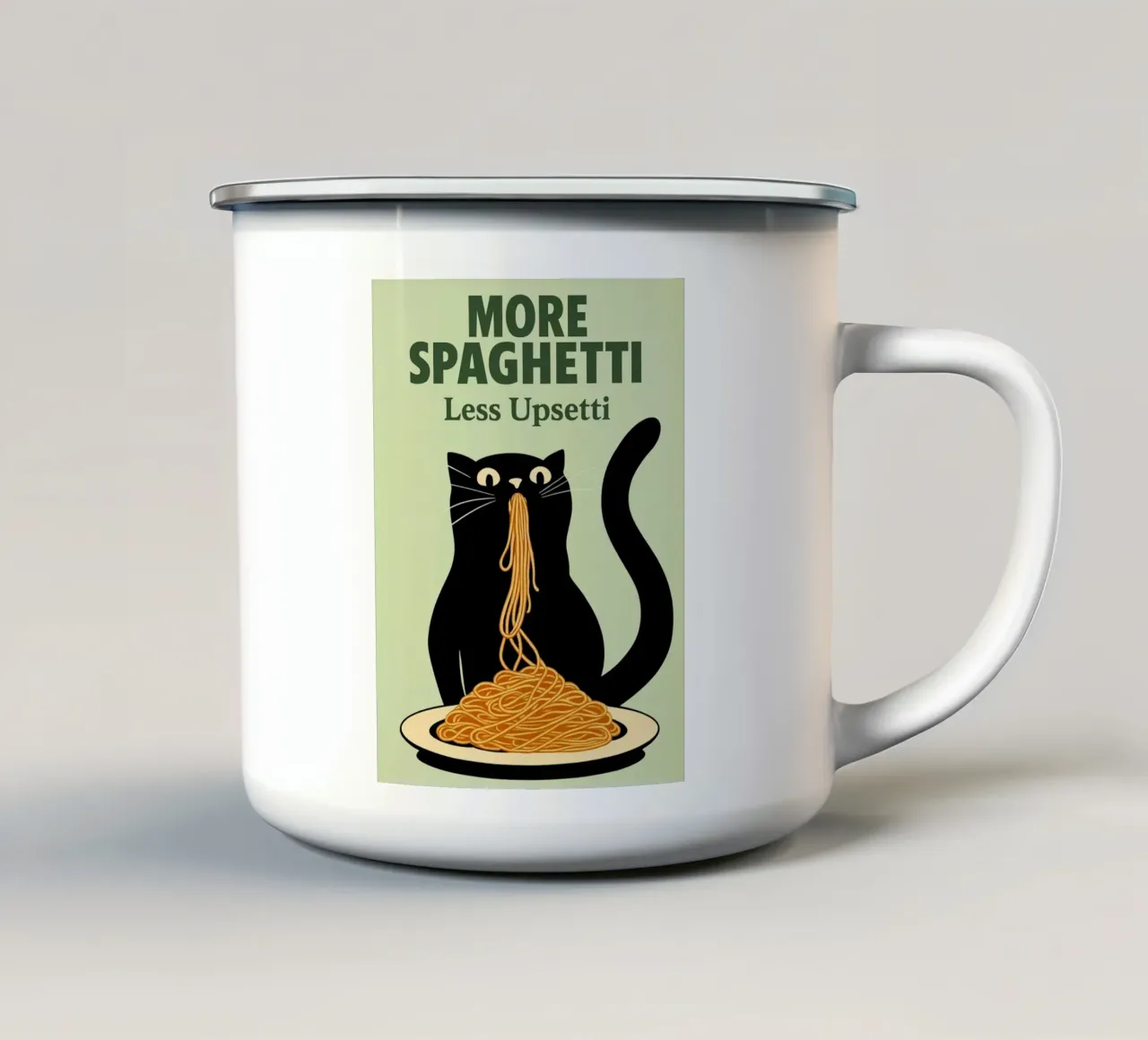 more spaghetti tazza in smalto da kroocoot