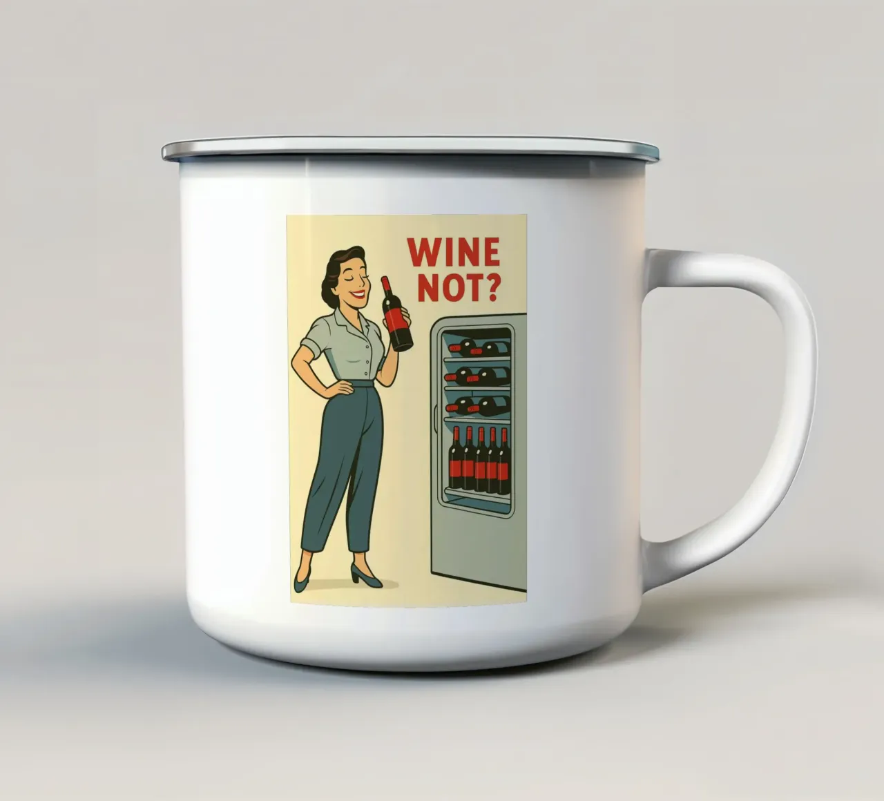 ragazza vino non tazza in smalto da kroocoot