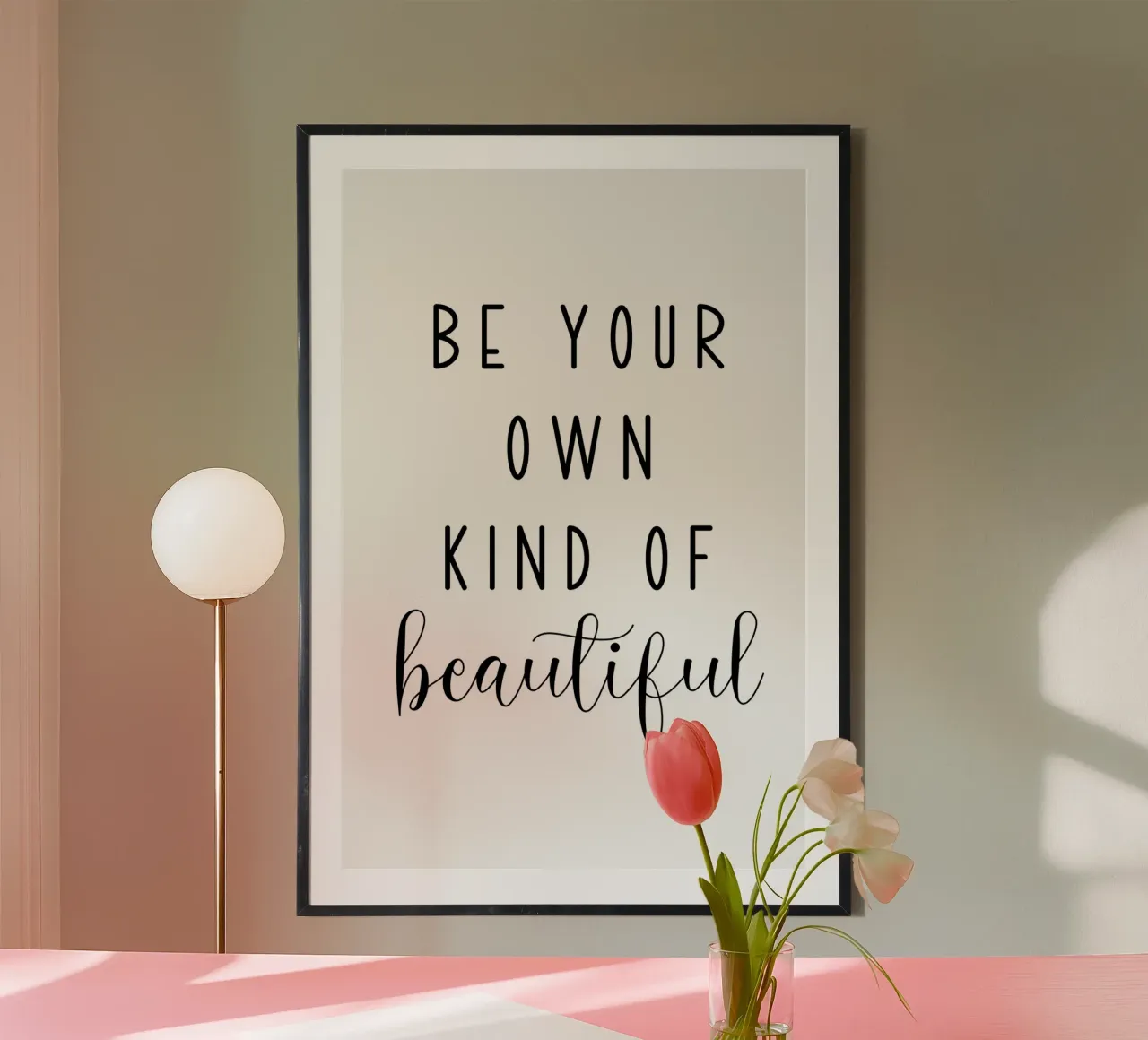 Wees je eigen soort mooi poster met aluminium frame van Shark Printables