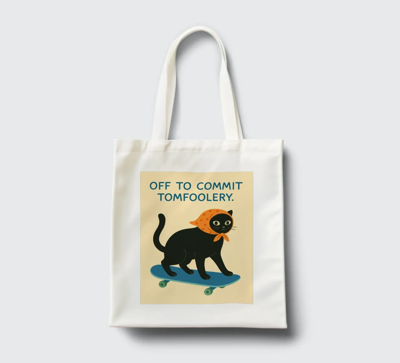 off to commit tomfoolery tote bag by kroocoot