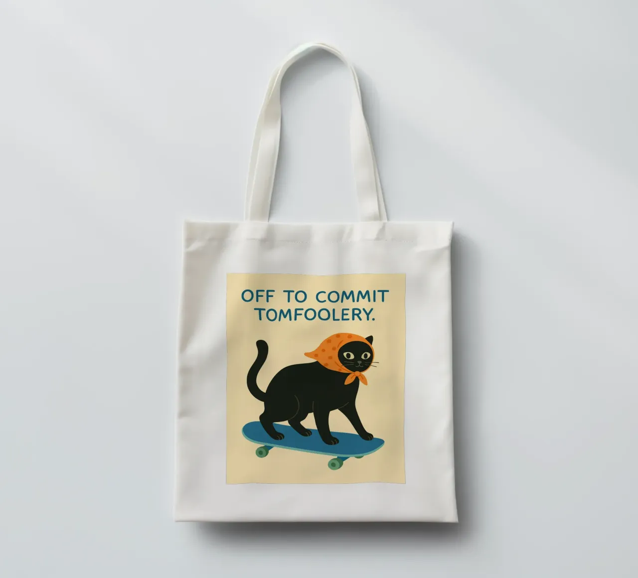 off to commit tomfoolery tote bag by kroocoot