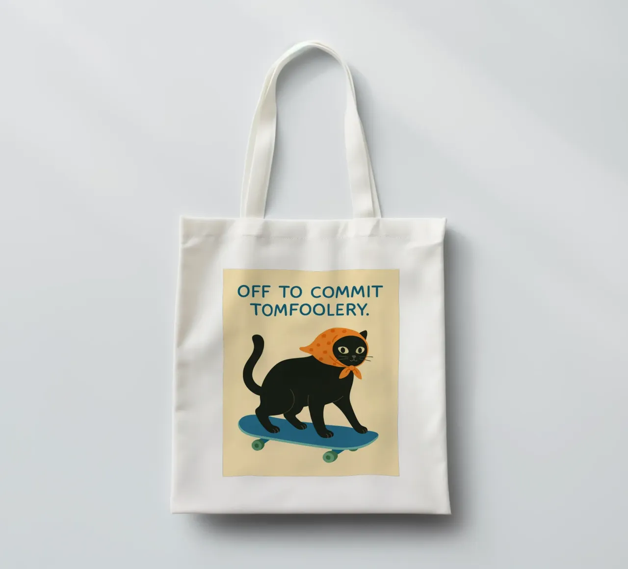 off to commit tomfoolery tote bag by kroocoot