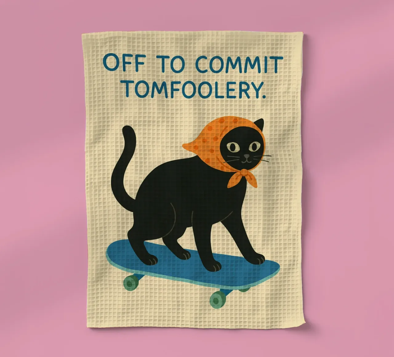 off to commit tomfoolery tea towel by kroocoot